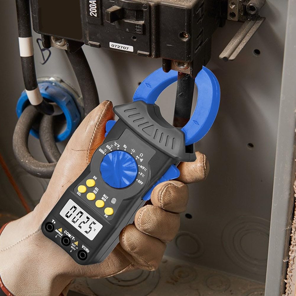 Multimetro digitale a pinza con range automatico, True RMS, 600 A AC/DC, 600 V, apertura ganasce da 38 mm, conservazione dei dati, per elettricisti (arancione)