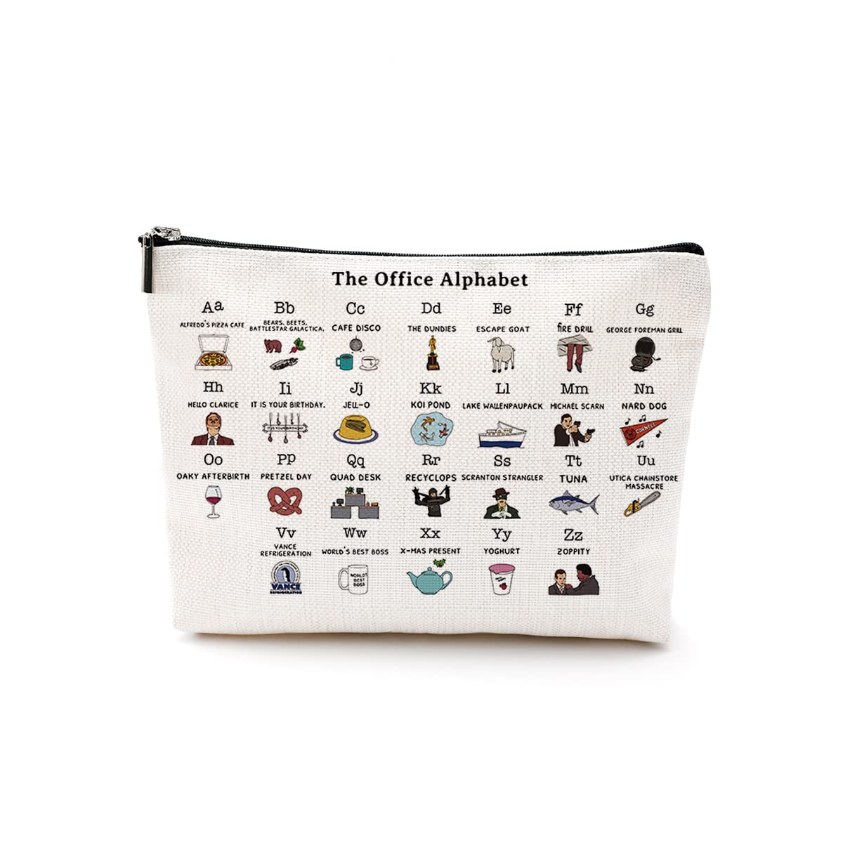 Funny Office Alphabet Make Up Bag Office Decor Stuff Cosmetic Travel Bag Inspired TV Show Merchandise Fan Gift for Fans Teenage Sister Daughter Friends Nurse Coworker Birthday Graduation Friendship