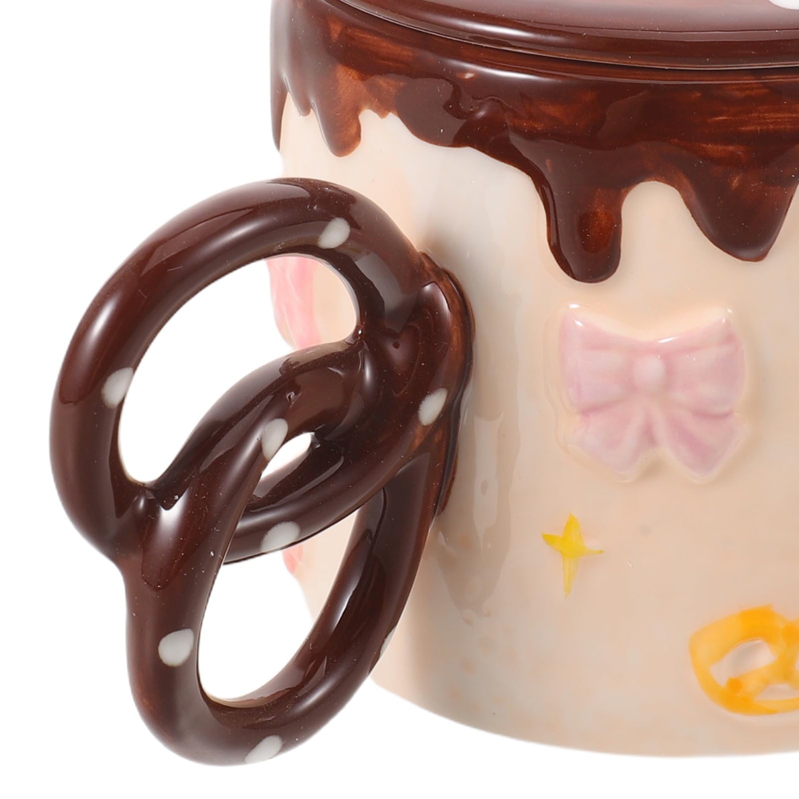 Niedliche mit Schleife 400ml Keramikbecher mit Deckel und Geprägtem