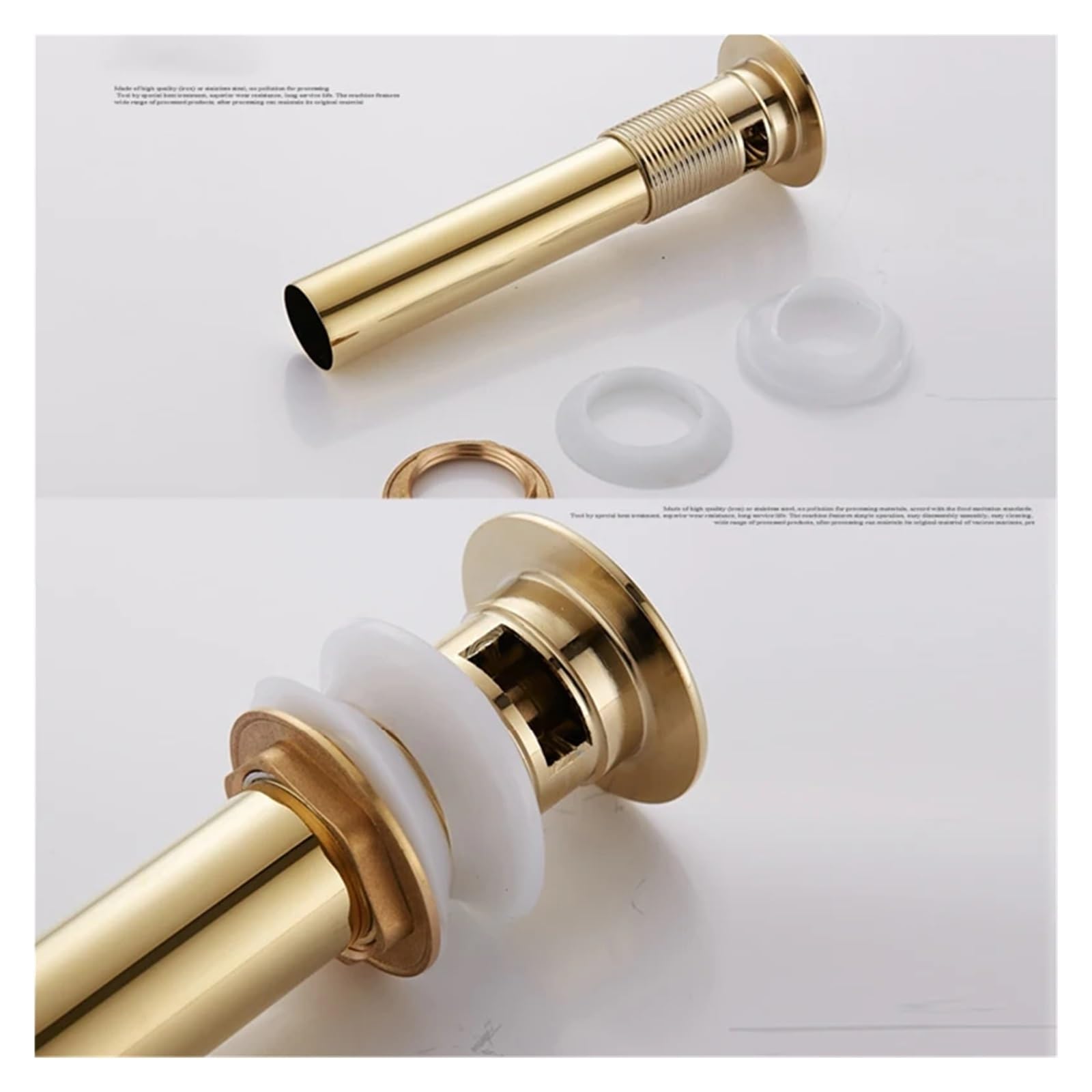 Tapon Bañera Fregadero de rebote dorado, lavabo de cobre, lavabo de vidrio, accesorios de drenaje a presión, desagüe de baño, lavabo, desagüe emergente Desagüe Lavabo(Rose Golden B)