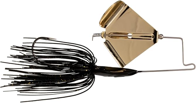 Buckeye Lures Buzzerk Fishing Buzzbait - Head-Knocking Design for Explosive Strikes Skirts & Forage-Mimicking Colors - 1/2 oz, Black w/Gold Blade