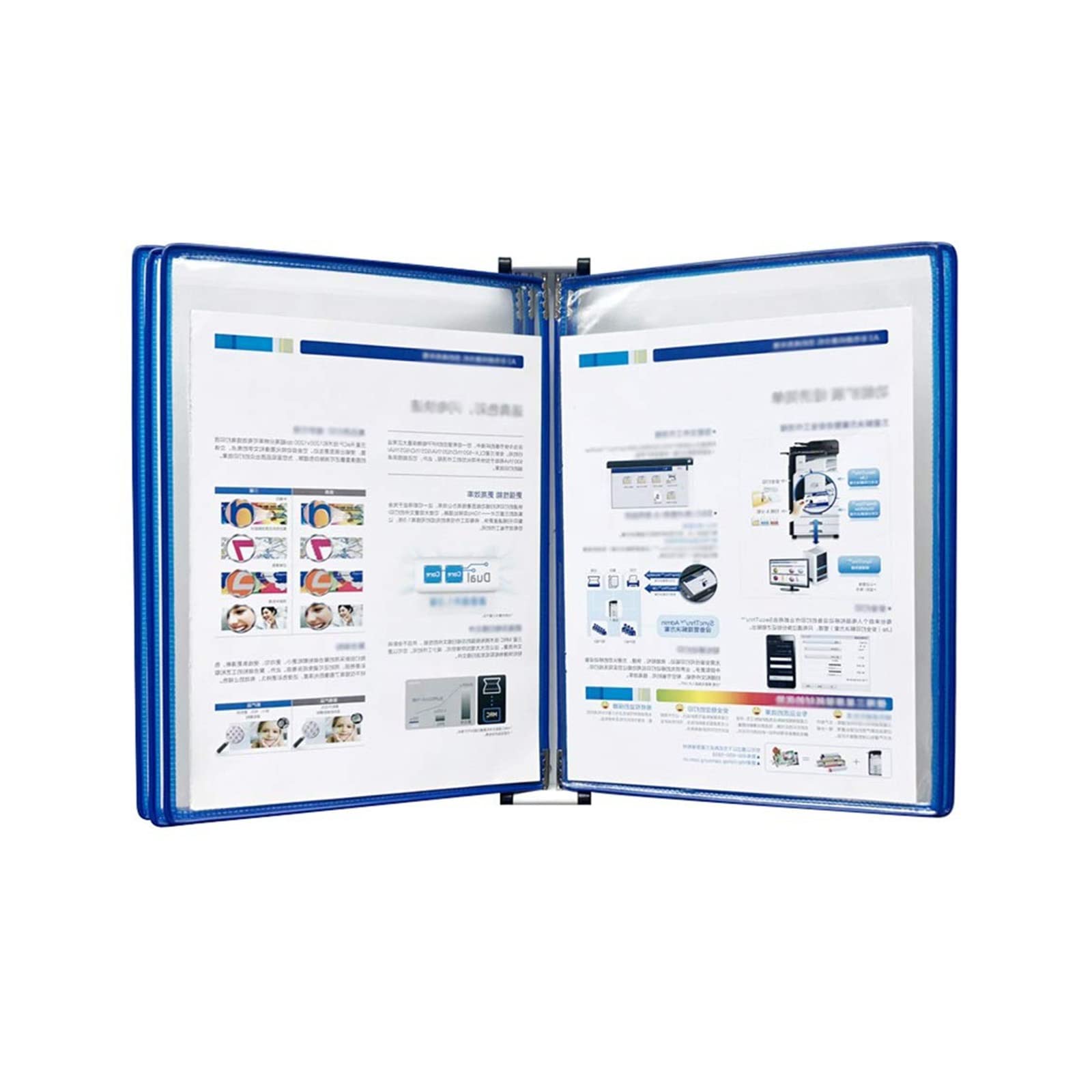 5 dwustronnych paneli System referencyjny montowany na ścianie - wystawowy formatu A4 Organizator o pojemności 10 arkuszy(Blue)