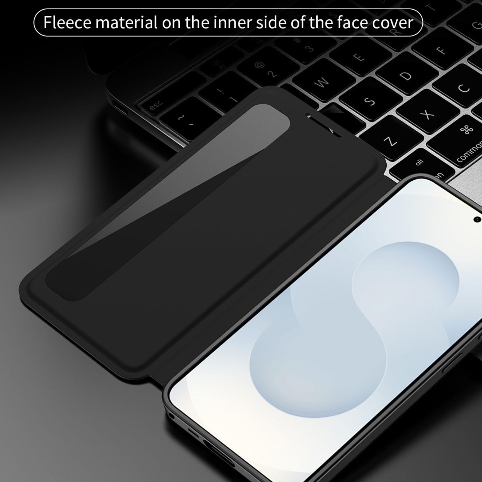 Skórzane etui do Samsung Galaxy S25 Ultra/S25 Plus/S25, etui z klapką Smart Wake Flip View, osłona obiektywu bocznego, szare, S25 Ultra