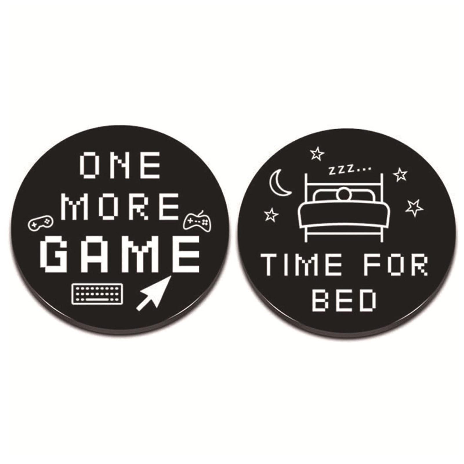 Fate Flip Coins,One More Game/Go to Bed Pocket Hug Token Keyring Decision Maker keyChains Gifts for Boyfriend Girlfriend