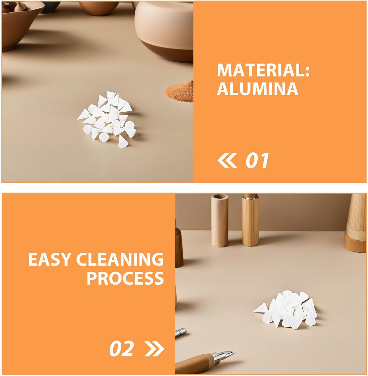 COOPHYA 50pcs High-Temperature Cone Support Nails Kiln Tools for Artists Reusable Alumina Ceramic Kiln Nails Pottery Clay Firing Accessories