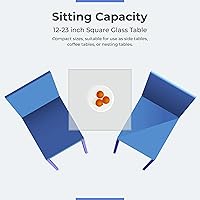 Vista 6 de Parte superior de mesa de vidrio templado transparente de 12 pulgadas cuadrada de borde plano con 0,63 cm de grosor para mesas de comedor, de café