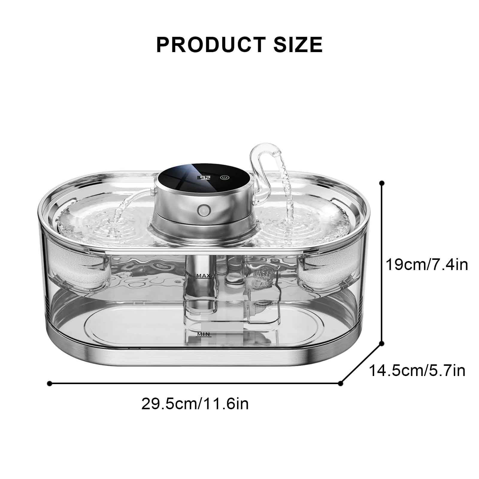 Stainless Steel Cat Fountain, Cat Faucet Water Fountain, 3L Wireless Pet Water Dispenser, Automatic Dog Water Dispenser for Drinking with Quiet Pump - image 2