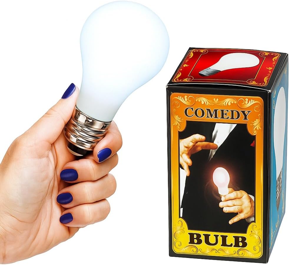Magician's Comedy Magic Lamp LED Glow in Hand, Touch Model Gimmick with Magnetic Ring and Battery Light Push Bulb for Magic Trick, White