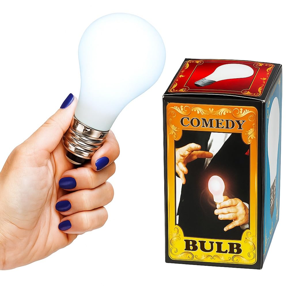MilesMagic Magician's Comedy Magic Lamp Glow in Hand, Touch Model Gimmick with Magnetic Ring Light Push Bulb for Close Up Magic Trick, White