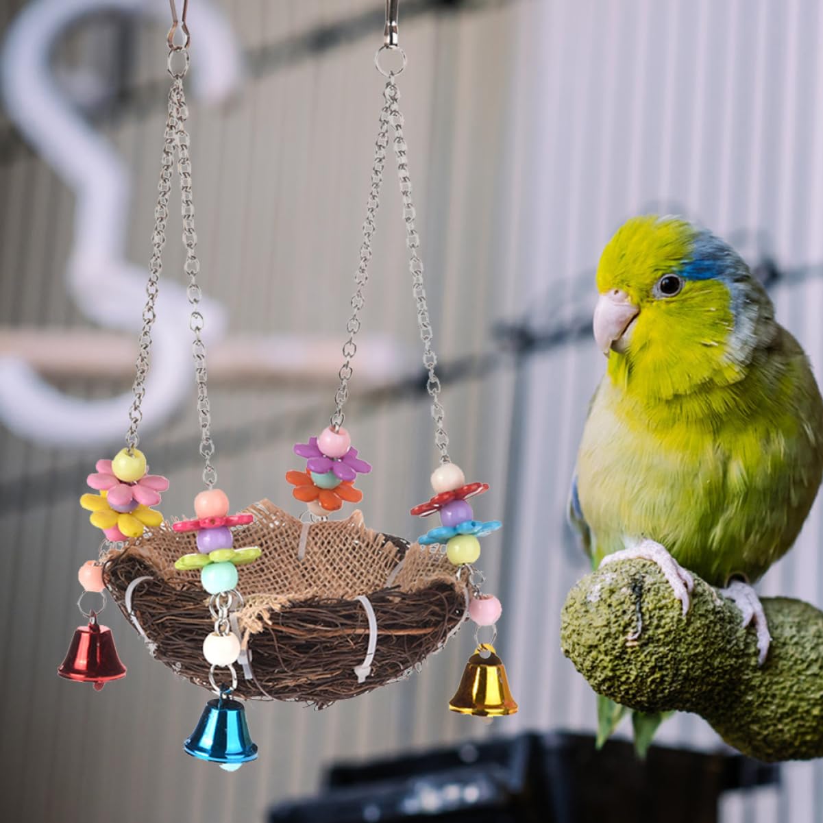 VANZACK 3 Piezas Nido Colgante Nido De Pájaro Colgante Nidos De Pájaros para Jaulas Escondite De Jaula De Pájaros Periquito De Invierno Aves Rota Pequeño Loro Cesta Colgante