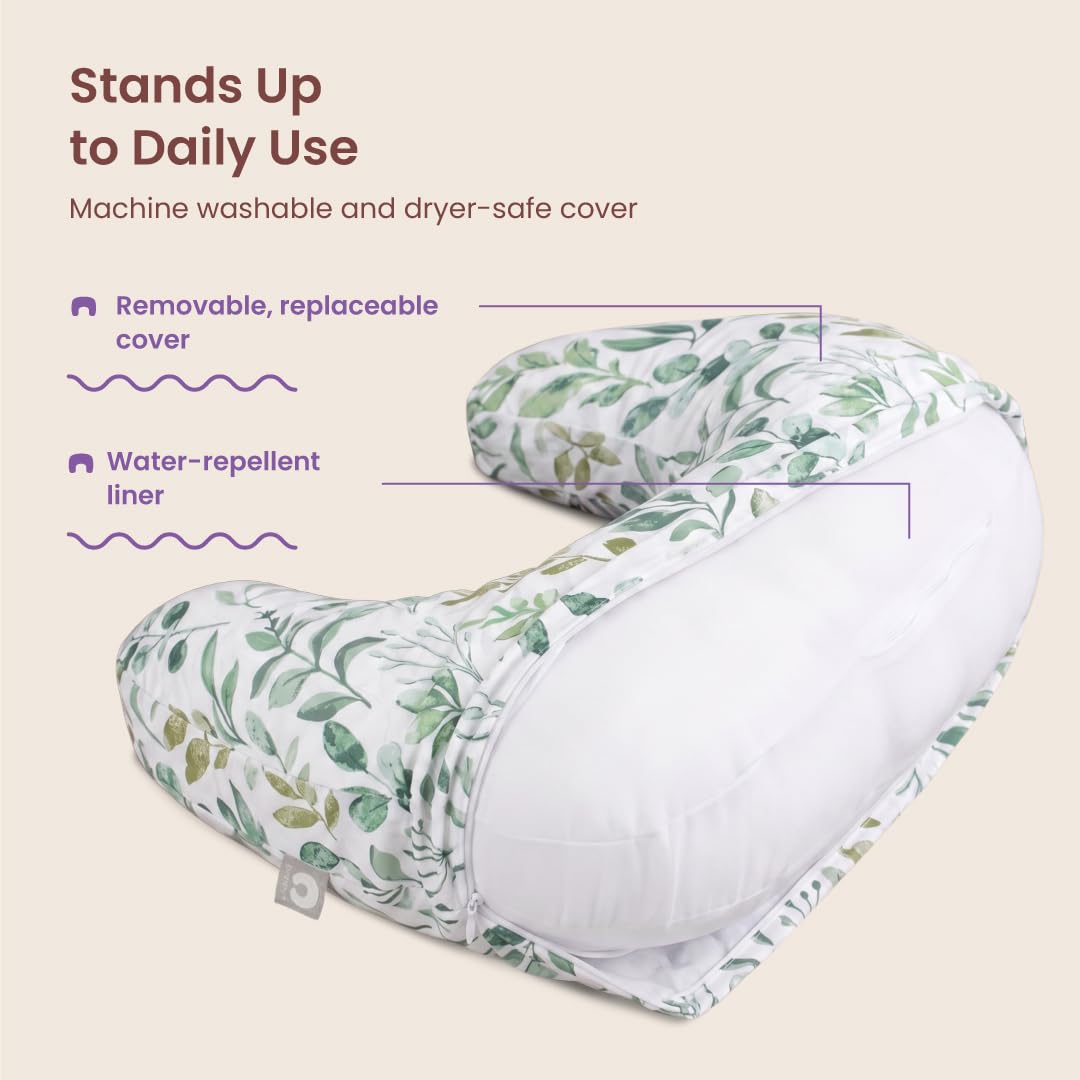Boppy Stillkissen - Grünes Salbeiblatt - Größeres, stützendes Kissen zum Stillen & Flaschenfüttern - Festere Füllung, Höhere Hebung, größere Fläche als Original Stillkissen