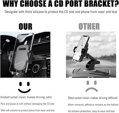 Miniatura 5 de Soporte de teléfono para automóvil para ranura de CD, soporte magnético o de liberación de un botón, soporte de teléfono para automóvil manos