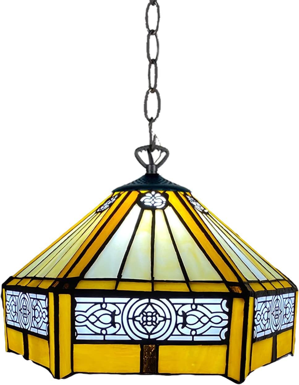TIFFORA Tiffany Pendant Lamps Stained Glass Lamp Shades Handcrafted Stunning Quality Antique Design Pendant Light for Living Room Bedroom Lounge (TF(P)-1005)