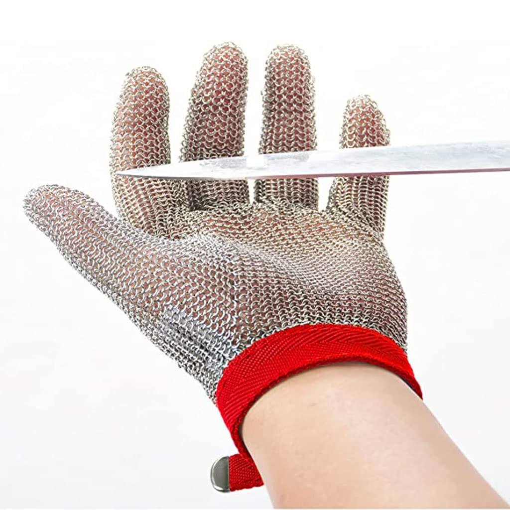 Guantes Resistentes al Corte de Malla Pesados, Guantes de Trabajo de Seguridad de la Cocina de Grado alimenticio, Impermeables, a Prueba de Herrumbre y Resistentes al Desgaste