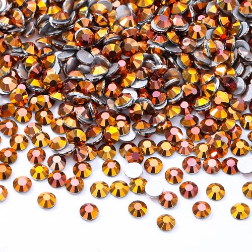 Image of Gold Flatback Rhinestones, Glass Rhinestones for Nail Art and Craft, Glue Fix, Loose Crystal Gemstones(Gold, SS4, 2880pcs, 1.5-1.7mm)