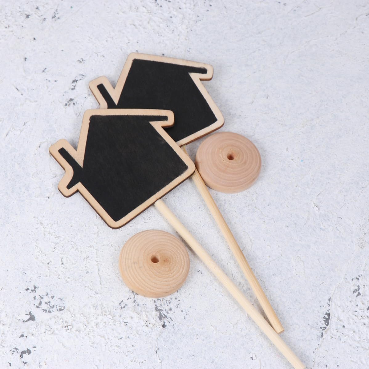 10pcs House Shape Birch Wood Mini Blackboard with Base for Messages