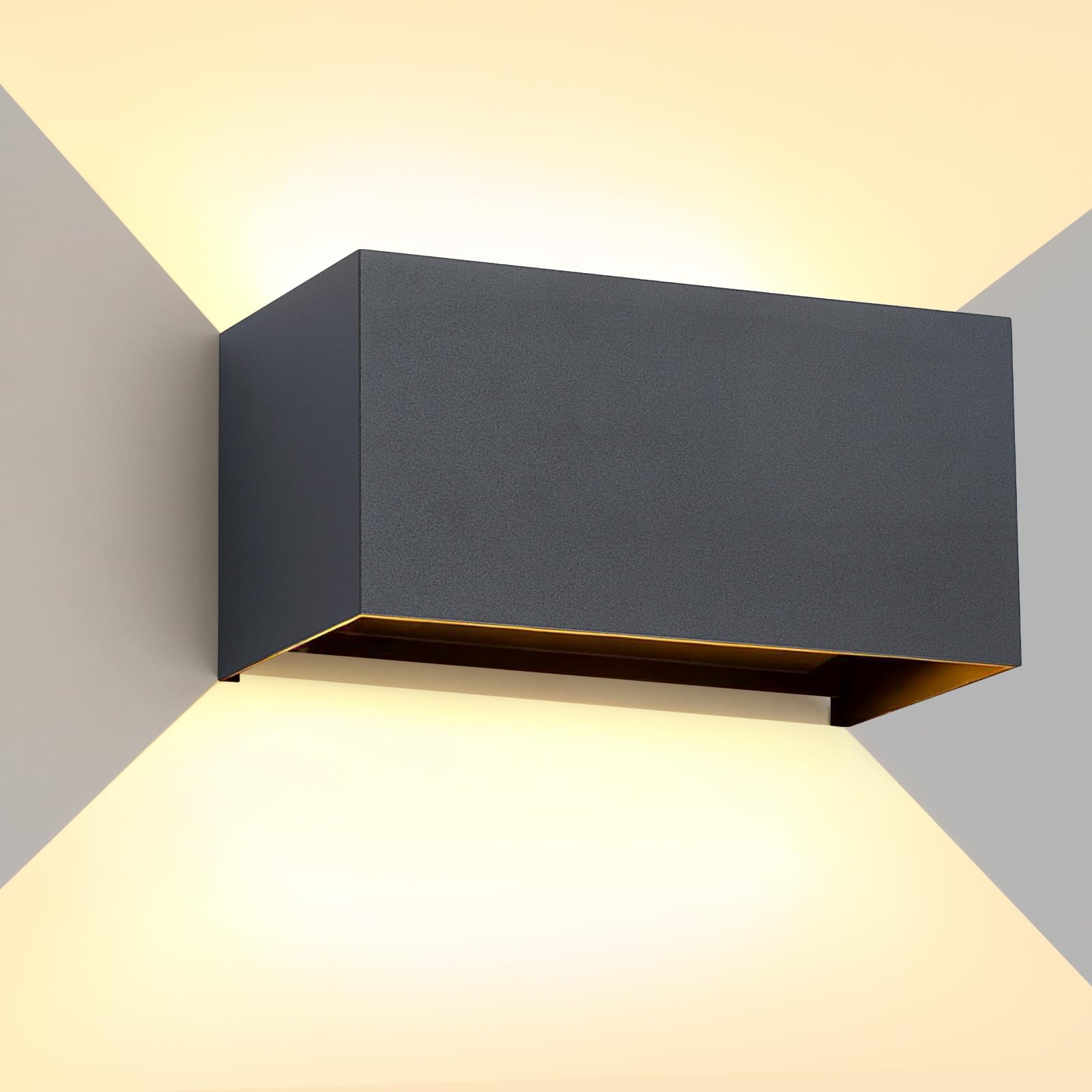 LED Wandleuchte Innen/Außen,25W Wandleuchte Aussen 3000K LED Aussenleuchte Mit Einstellbar Abstrahlwinkel Wandbeleuchtung innen IP65.（Anthracite）