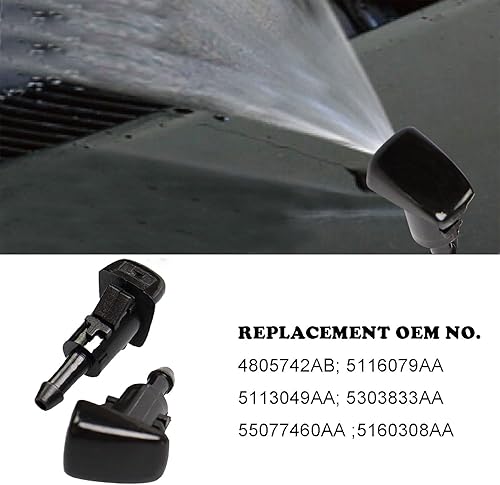 Miniatura 6 de Kit de boquillas de limpiaparabrisas para Chrysler Dodge Jeep, kit de manguera de boquilla para limpiaparabrisas con manguera de líquido para