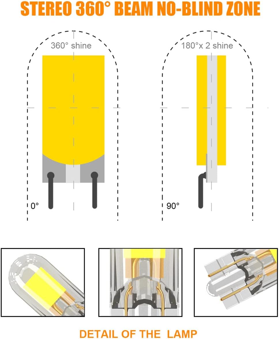 6-pack Upgraded Version,5W 194 LED Light Bulb 6000K 168 T10 w5w LED T10 Sapphire & COB Replacement Bulbs for Car Dome Map Door Courtesy License Plate Lights (Amber)