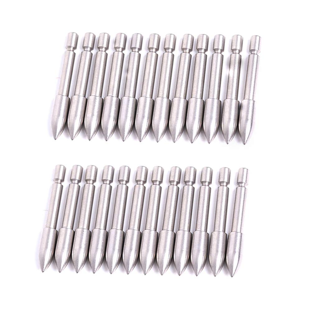 ACCMOS 24pcs 70 80 90 100 110 120 Grain Stainless Steel Bullet Point Tip for ID 4.2 mm Arrow Shaft, Archery Hunting Arrows Accessories (80gr OD5.6mm)