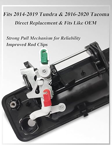 Miniatura 3 de SYOAUTO Manija de puerta trasera para Toyota Tundra 2014-2019 y Toyota Tacoma 2016-2020 manija de pestillo con orificio trasero para cámara