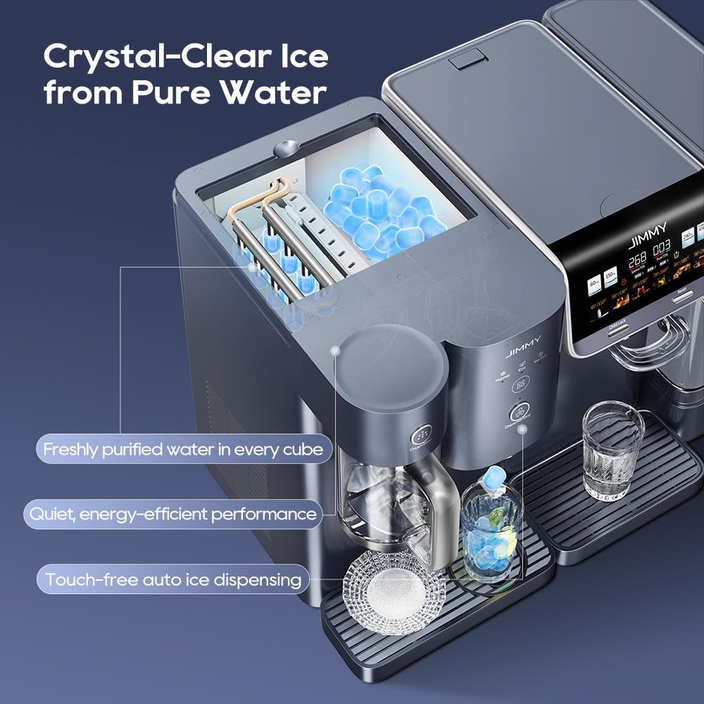 JIMMY Matrix I9 Fabricante y trituradora de hielo, módulo 2 en 1 compatible con AquaLink M9 Pro, distribución automática sin contacto, hielo filtrado y agua fría para cócteles y batidos