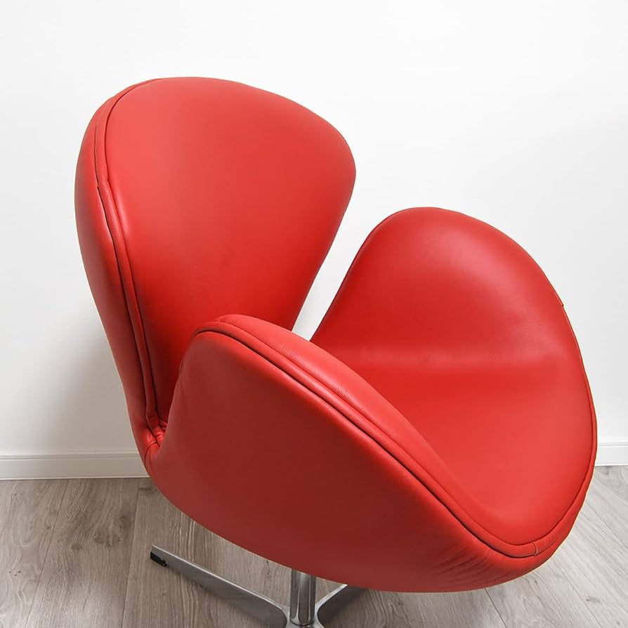 Amazon.co.jp: スワンチェア レザー仕様 色レッド アルネヤコブセン