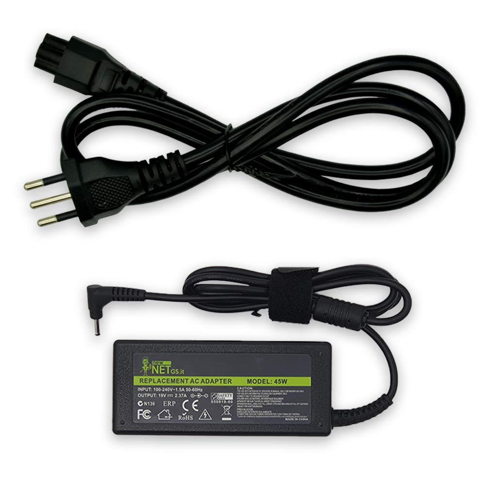 19V 2.37A 45W Caricabatterie ADP-45FE F compatibile con Pc Acer 3.0x1.1 mm | compatibile con Laptop Notebook Acer Aspire R5 S5 S3 V3 Switch SW5 SW312 SW512 SWIFT SF113 serie Chromebook 11 C730 CB3