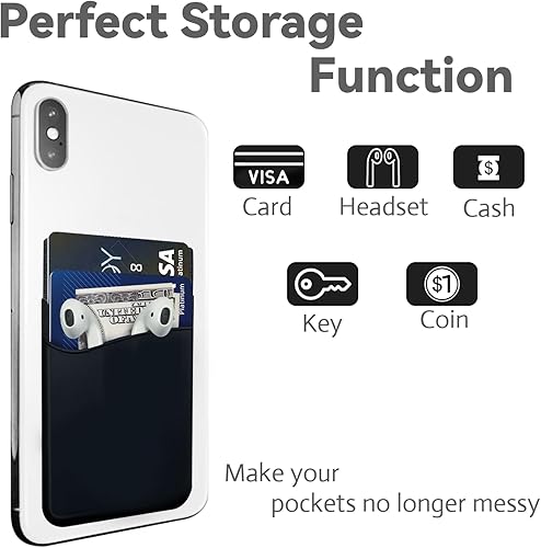 Miniatura 3 de fengchen Práctica y versátil cartera para teléfono celular, se adhiere en la parte posterior del teléfono, bolsillo de silicona de alta calidad con