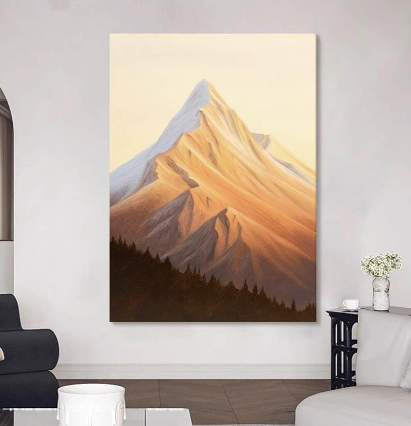 Peinture à l'huile faite main montagnarde pour une ambiance chaleureuse et sereine