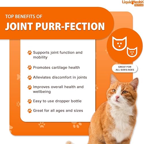 Miniatura 3 de LIQUIDHEALTH Pets Liquid Cat Glucosamine Joint Purr-Fection - Apoyo para Alivio de Salud de Cadera y Articulaciones, Goteros Felinos de Condroitina