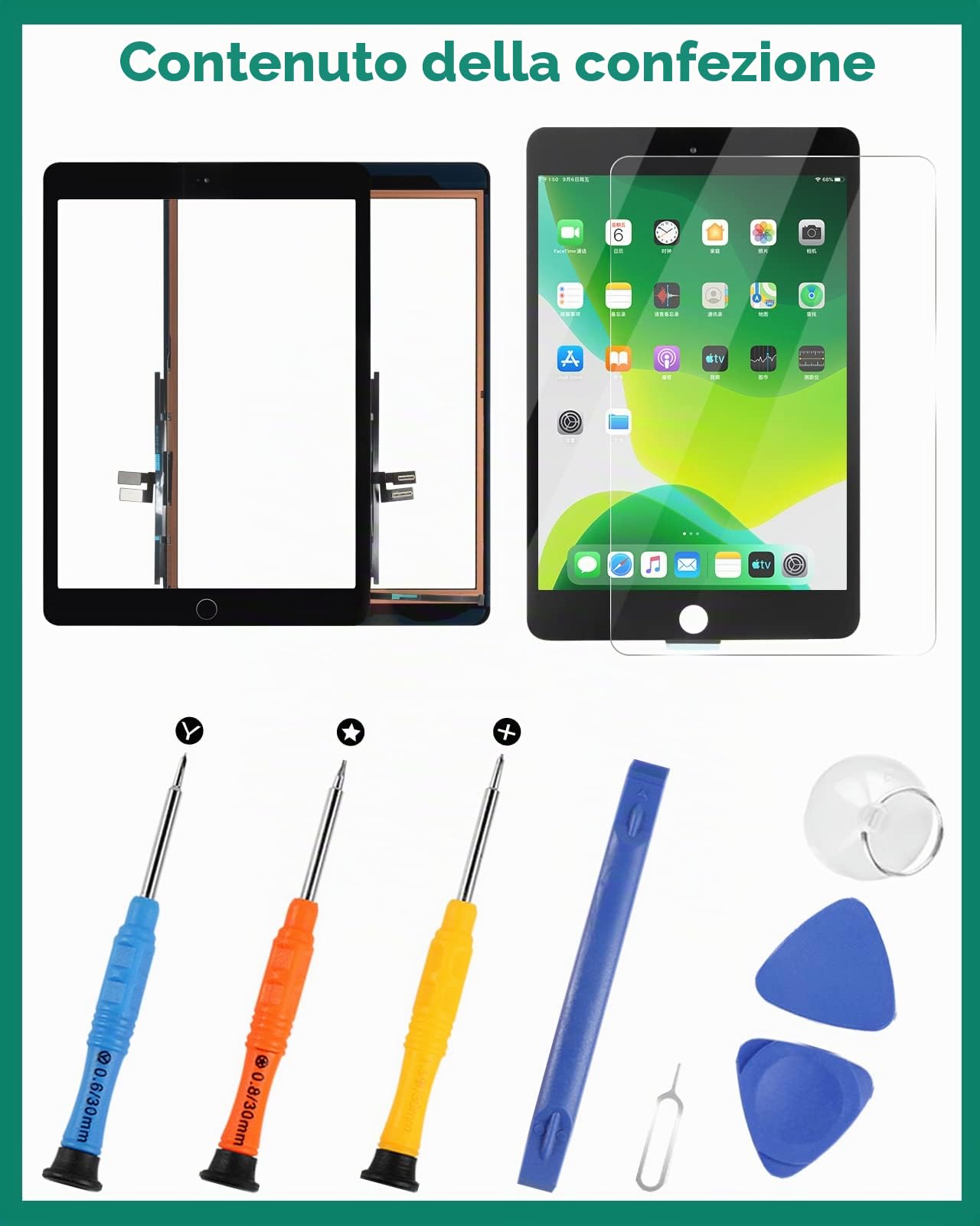 per iPad 7 7a generazione Touch Screen per iPad 8 8a generazione Sostituzione dello schermo per iPad 10.2 2019 Digitizer A2197 A2200 A2198 A2232 10.2 2020 A2428 A2429 A2270 A2430 (con pulsante Home)