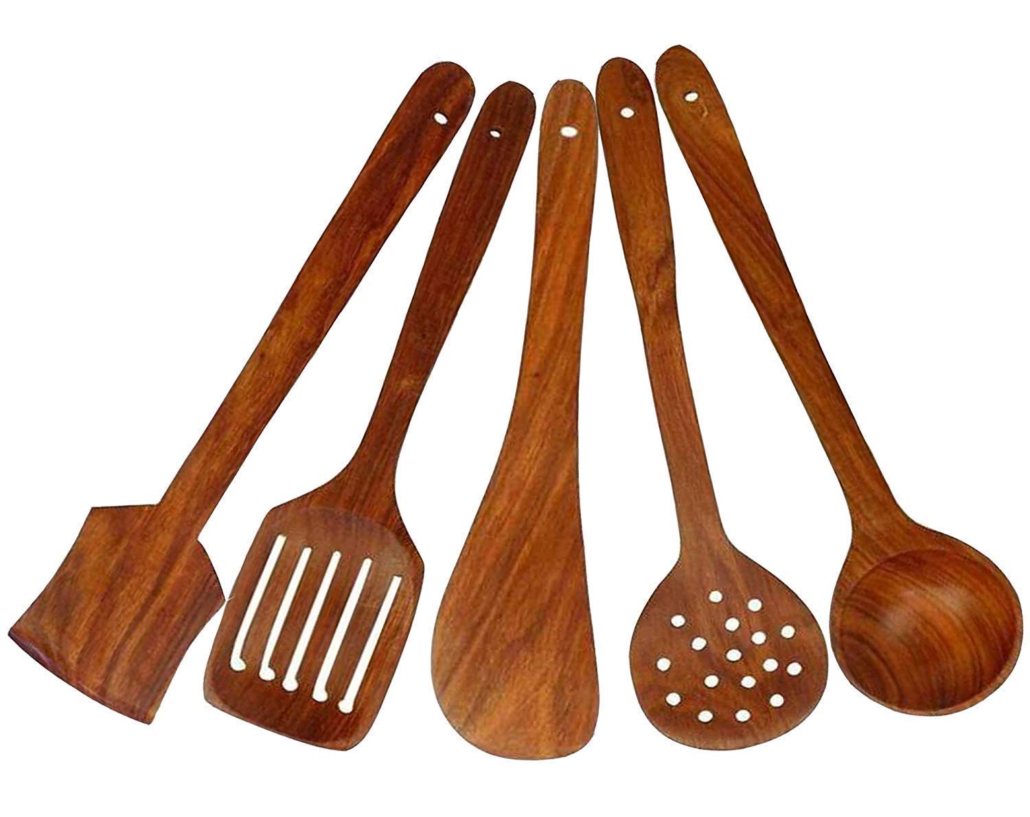 AB KRAFTS Cooking Spoon Kitchen Tools Utensil, Set of 5 (Seehem Wood)