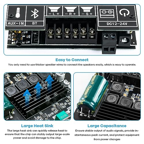 Hosyond H017 Bluetooth 5.0 50W+50W+100W 2.1 Channel Subwoofer Amplifier Board Tpa3116D2 Hifi Treble And Bass Control Stereo Digital Audio Amp Board thumb #3