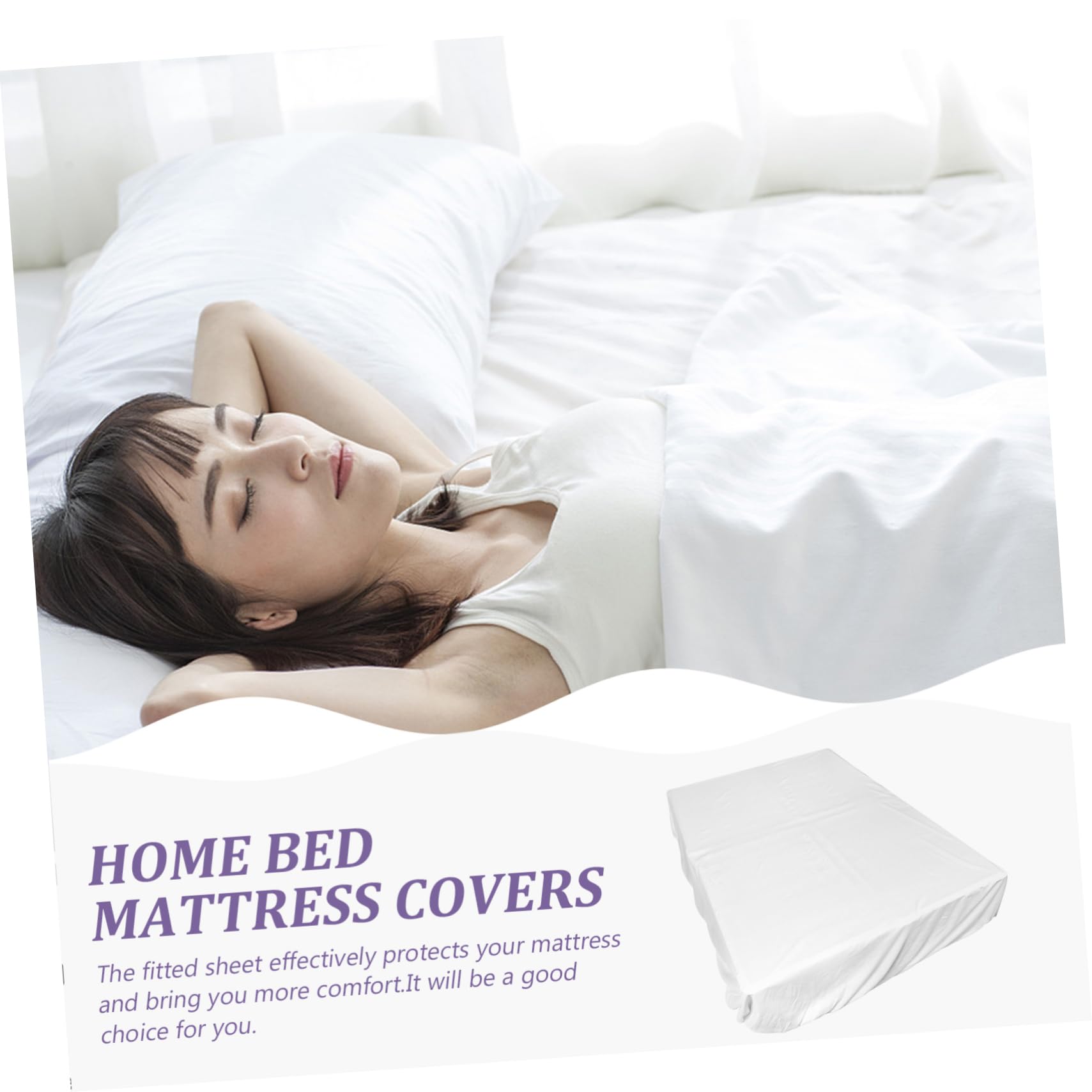 Funda de Colchón de Algodón de Color Cómoda Hogar Sábana Bajera de Algodón para Cama Individual Protección de Colchón