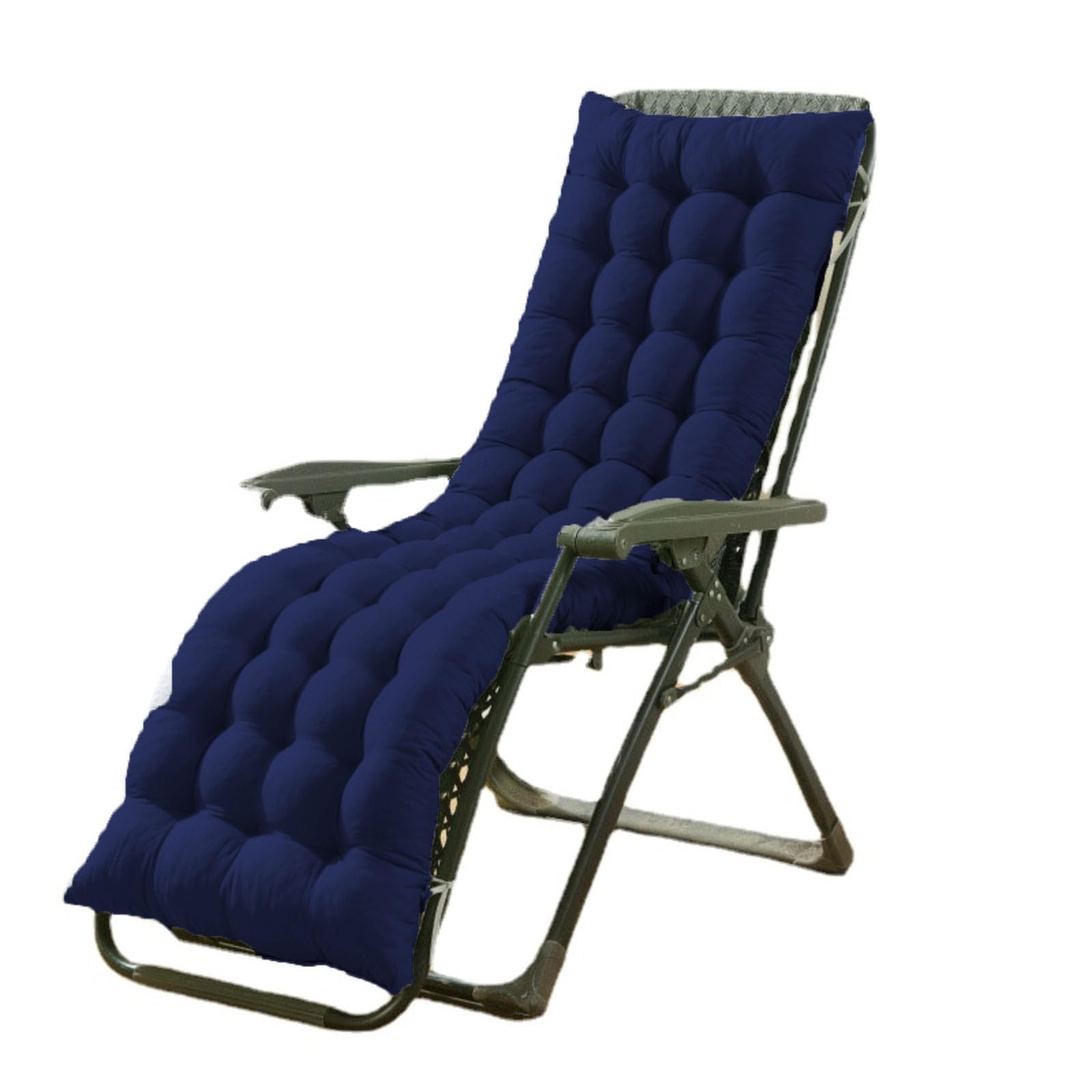 BangDon Thicken Garden Chair Cushion Sun Lounger Cushion Only Soft Lounge Chair Cushions with Anti-Slip Ties Seat Cover Pads for Garden Patio Chairs Tatami (Dark blue,155 * 40)