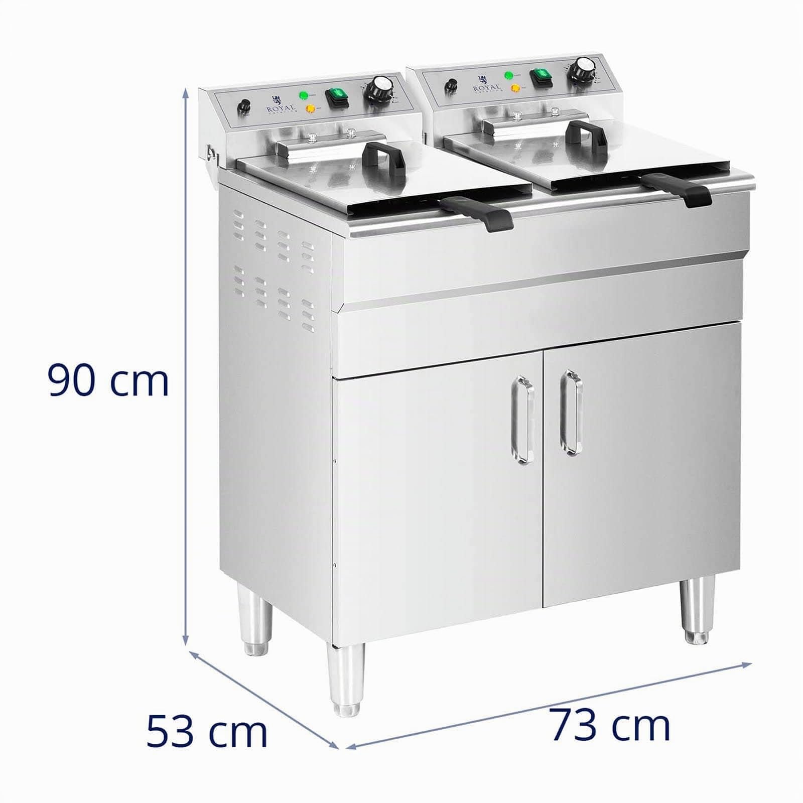 Royal Catering Friggitrice Elettrica Doppia Con Mobiletto Friggitrice 400 V (10.000 W, 2 x 16 l, 60-200 °C)