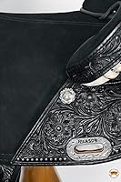 Vista 7 de HILASON Sillín Western Horse Treeless Trail Barrel de cuero americano Sillín de caballo Sillín occidental Sillín sin árboles Sillín