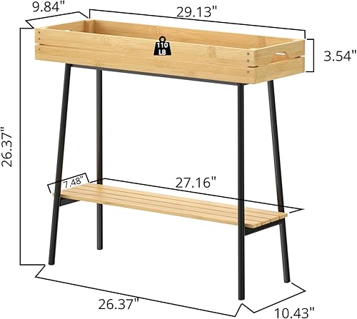 Miniatura 2 de BAMBANG Soporte de bambú para plantas de interior, mesa de madera de 2 niveles, soporte alto para plantas de interior, estante para plantas de