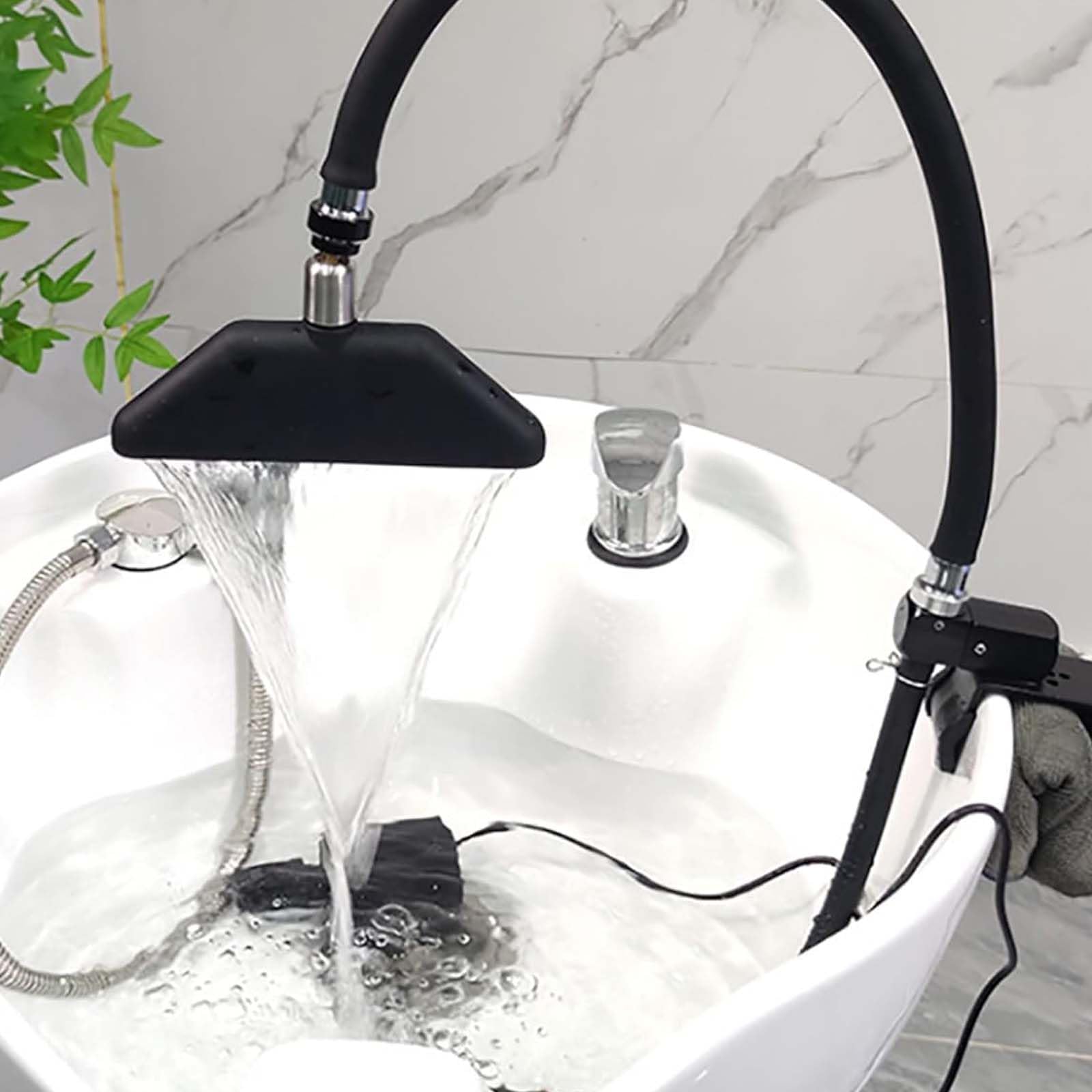 Bateria umywalkowa z regulowaną 360° wylewką wodospadową do domowego spa, salonu piękności i terapii masażu, przenośny system recyrkulacji