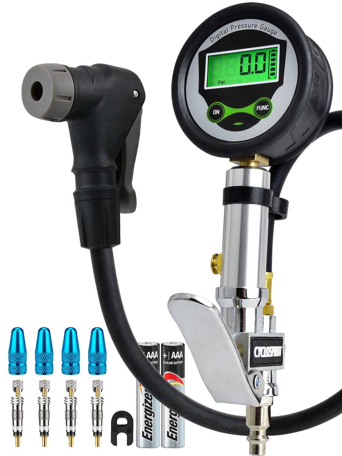 Presta Valve Air Chuck, Digital Bike Tire Inflator Gauge for Air Compressor
