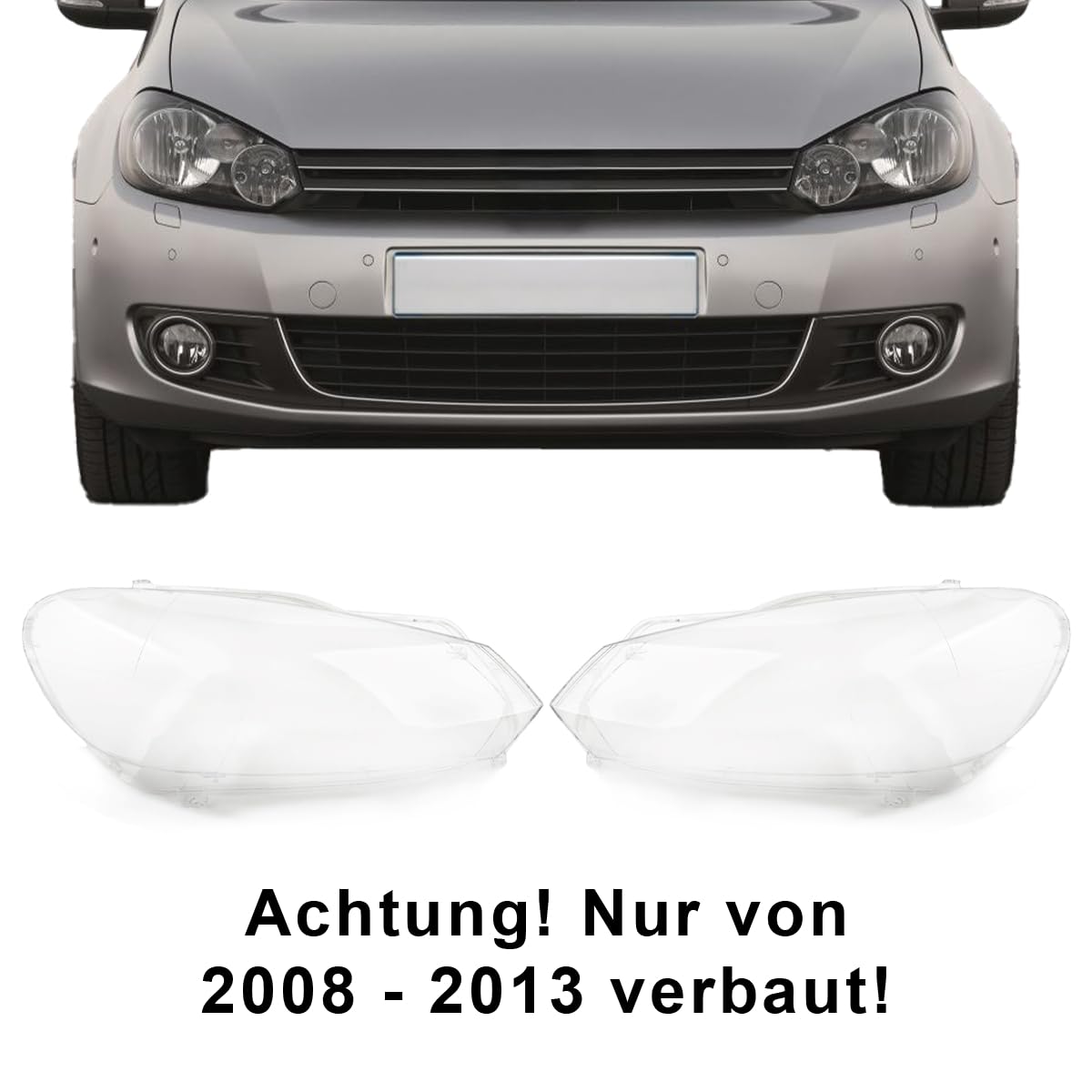 LST 2x Scheinwerferglas Streuscheibe Halogen Xenon links rechts Set kompatibel mit VW Golf VI 6 Variant Cabrio Limousine 5K1 AJ5 517 2008-2013