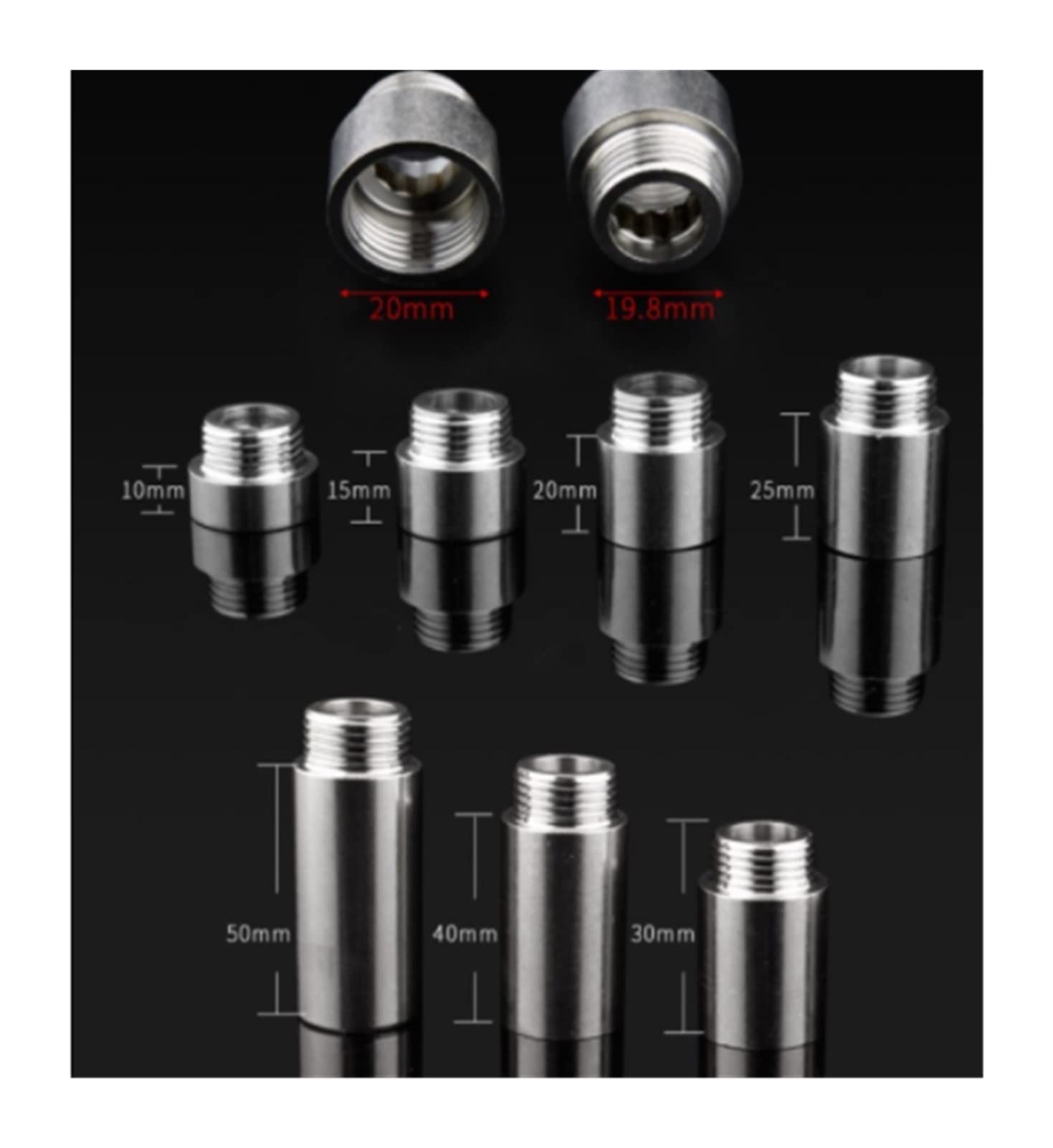 Youngran Femmina da 1/2 "Maschio a 1/2" BSP. Thread 25mm prolunga Presa Esagonale uguale Tubo Raccordo Tubo Flessibile in Acciaio Inox Collegamento Dritto Leisurely (Color : 5pcs)