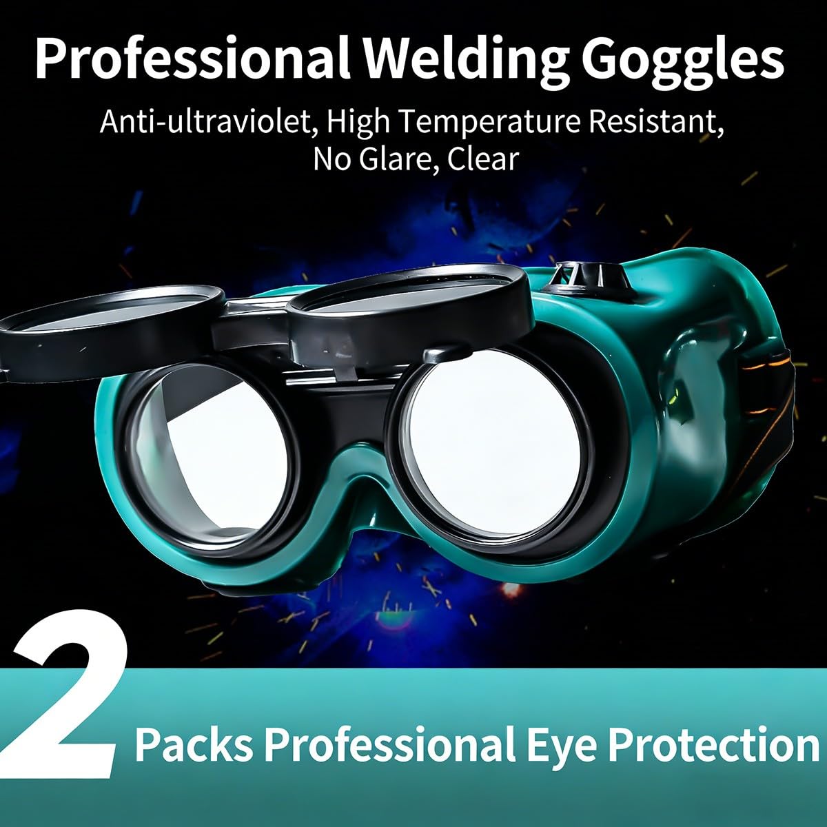 Gafas de Soldar con Tapa Abatible Oscuras Antivaho para Corte Oxiacetilénico Esmerilado Soldadura al Arco Protección UV Resistentes a Impactos Paquete de Dos
