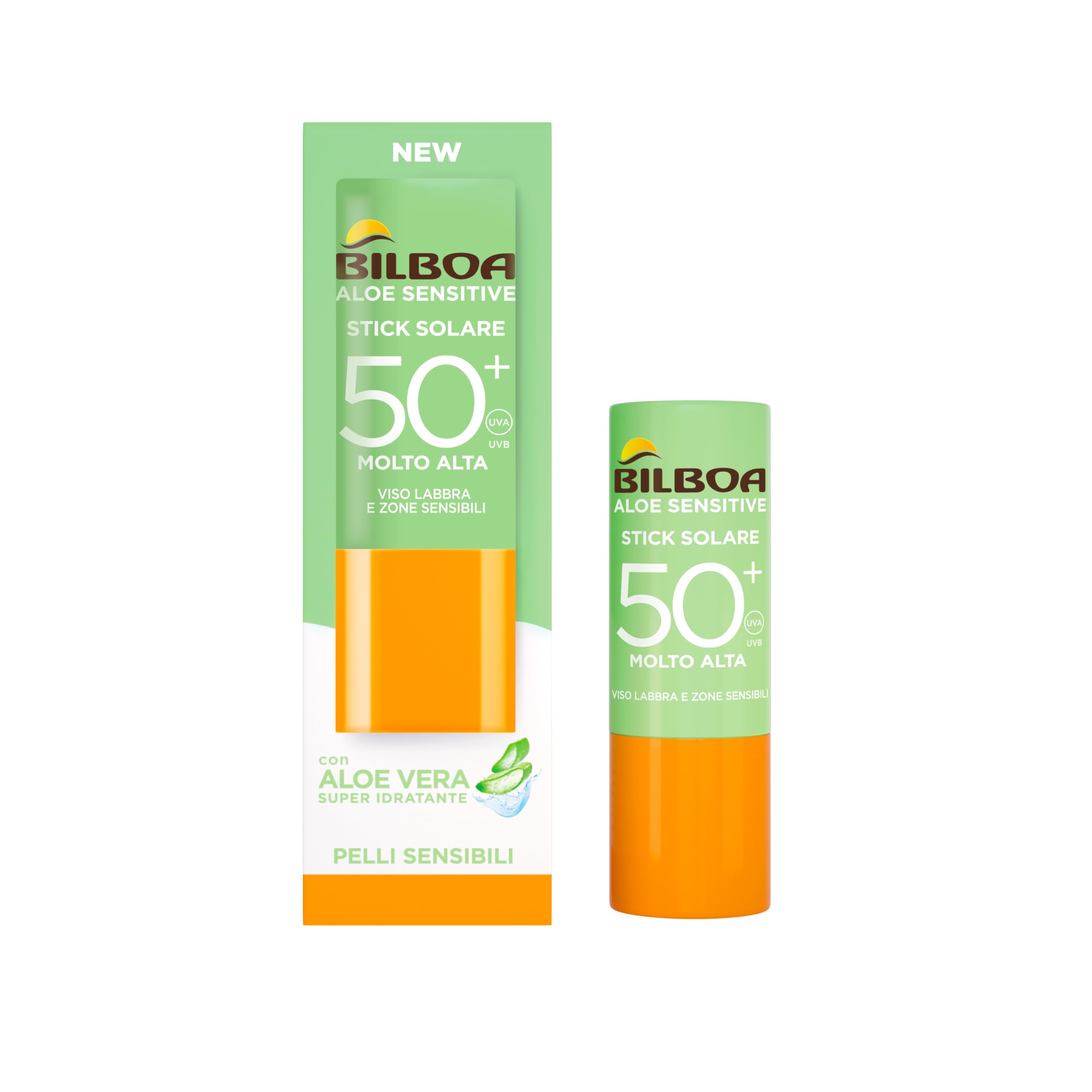 Bilboa Solar Stick SPF 50+ z aloesem Vera, idealny do wrażliwych obszarów, takich jak usta, tatuaże, w i blizny. Formuła szybko wchłaniająca, nie tłusta i nie pozostawia śladów 12 ml