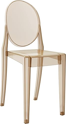 Miniatura 5 de Sillas apilables de acrílico fantasma para eventos, juego de 4 (ámbar)