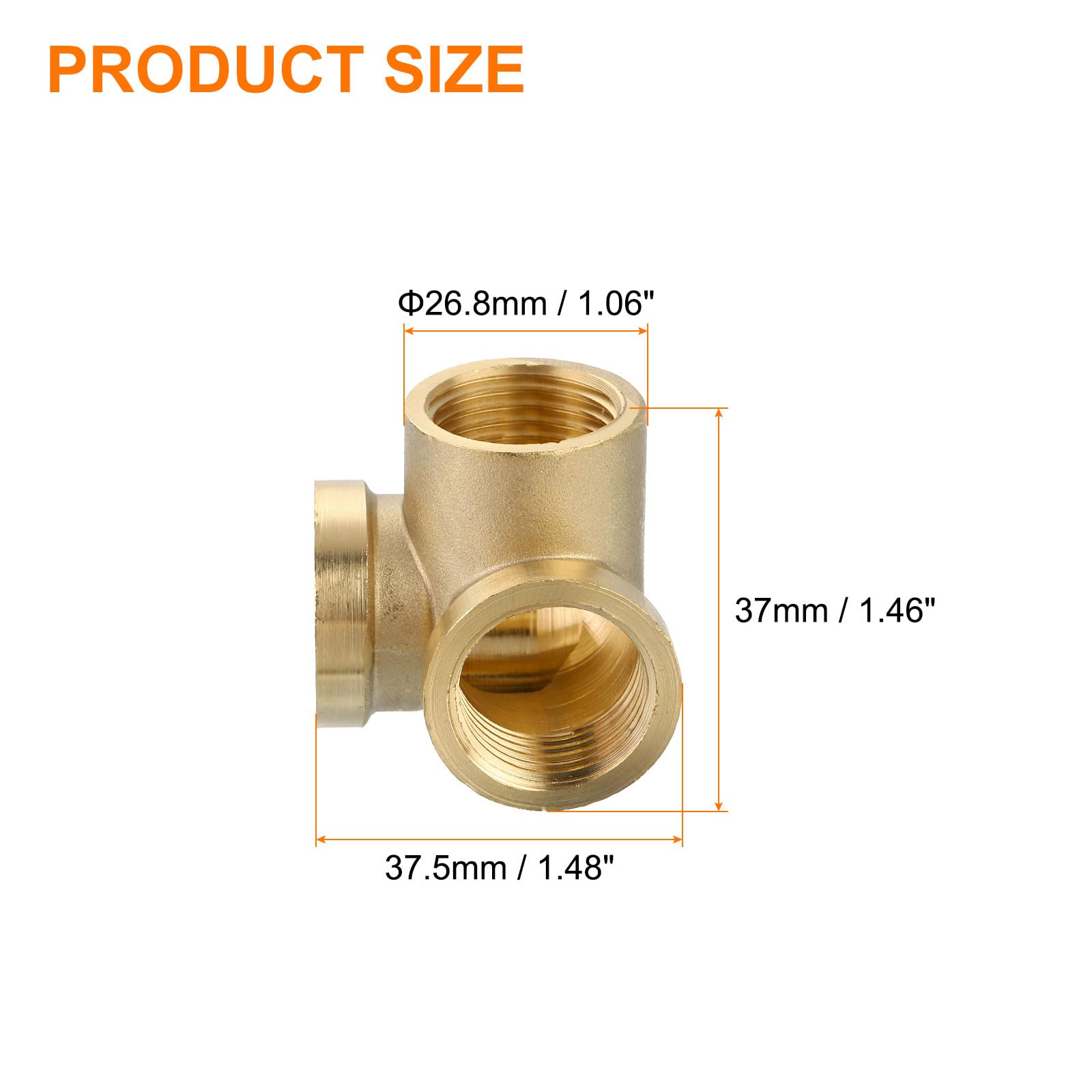 QUARKZMAN Trójnik mosiężny, 1/2" x 1/2" x 1/2" NPT 3-drożny łącznik Y do transportu gazu, 2 szt