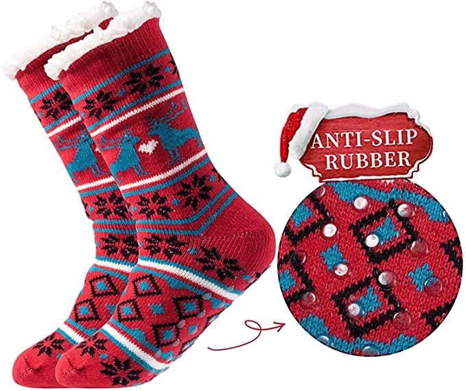 Buy Malvina Women Men Sherpa Lining Fuzzy Slipper Socks, Winter Crochet