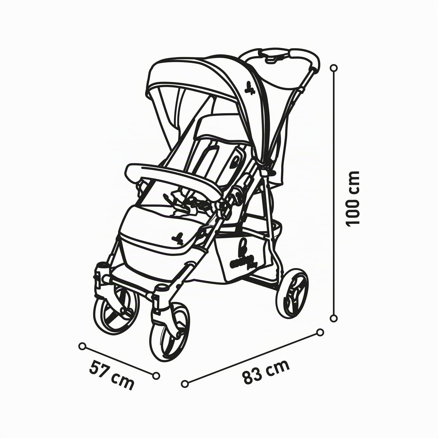 Asalvo CÁDIZ Silla de Paseo Ultraligera para bebé, Carrito de paseo, Respaldo Reclinable, Cochecito urbano, Arnés 5 Puntos, SPF50+, Capota con Ventana, Manejable, Máxima Seguridad, Hasta 17 kg, Negro