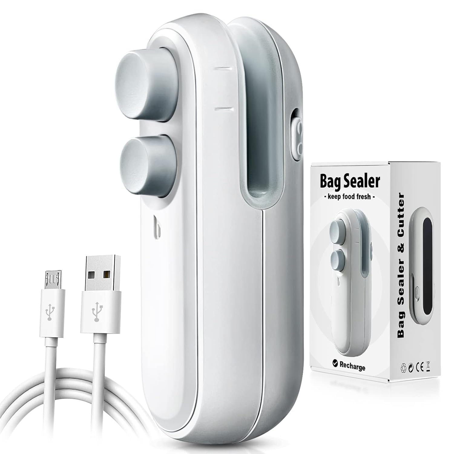 Portable Mini Handy Sealing Machine for Home Food Storage Vacuum Bag, USB Rechargeable Heat Sealer with Cutter, Snacks, Opens & Seals, Snack Sealing Packing Machine for Home & Kitchen Appliances Portable Mini Handy Sealing Machine for Home Food Storage Vacuum Bag, USB Rechargeable Heat Sealer with Cutter, Snacks, Opens & Seals, Snack Sealing Packing Machine for Home & Kitchen Appliances